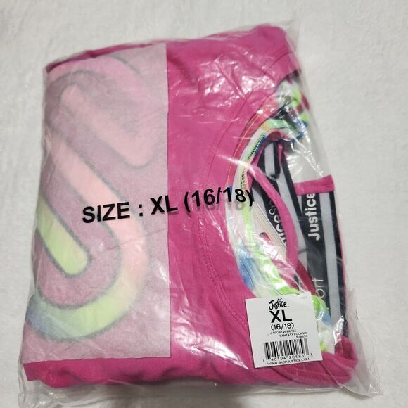 Justice Sweatshirt For Girl Pink Size XL Crop Logo Graphic with Tie Dye Bra - Picture 12 of 13